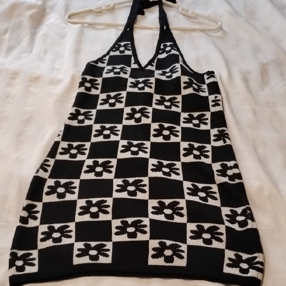 Fashion Nova Black & White Mini Halter Sweater Dress, Size: S - Picture 1 of 9